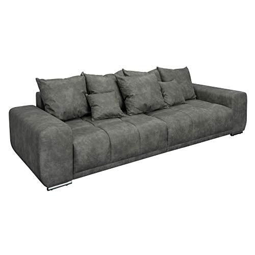 riess-ambiente.de Extravagantes XXL Sofa ELEGANCIA 280cm grau inkl. Kissen Bigsofa Große Polstercouch Wohnlandschaft