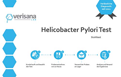 Verisana Helicobacter pylori Test – Helicobacter Selbsttest – Helicobacter Stuhltest identifiziert Helicobacter-pylori Bakterien im Darm – Helicobacter Behandlung von zu Hause aus