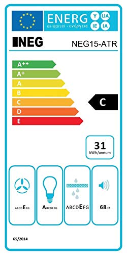 NEG Dunstabzugshaube NEG15-ATRB (schwarz) Edelstahl-Unterbau-Haube (Abluft/Umluft) und LED-Beleuchtung (60cm) Unterschrank- oder Wandanschluss