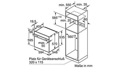 Bosch HBA533BW1 Serie 4 Einbau-Backofen, 60 x 60 cm, EcoClean Direct Reinigungshilfe, 3D Heißluft Backen auf 3 Ebenen, LED-Display, Versenkknebel, Schnellaufheizung, Kindersicherung