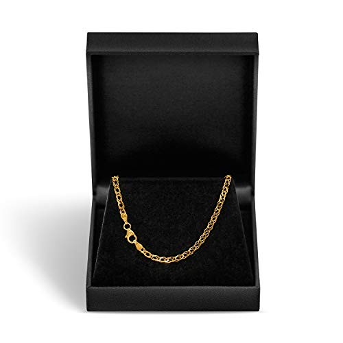 EDELIND 585/14 Karat Gold Halskette für Damen Goldkette 2.9 mm Länge 100cm Zwillingspanzerkette Gelbgold mit Karabinerverschluss mit Schlaufe inkl Schmuck Geschenk Box Made in Germany