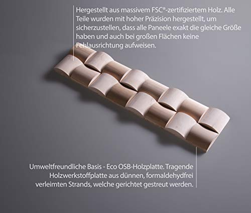 Wandverkleidung aus Eiche 3D Optik Natürliches Holz Wandpaneele Wanddekoration Holzverkleidung Holzwand Wanddesign von Wooden Wall Design model Rubato. (1m2)