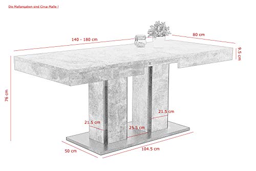 Apollo Rose Esstisch, Holzwerkstoff, 140-180x80x76cm