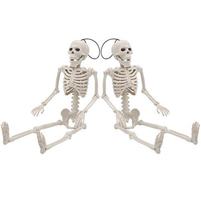 JOYIN 2 Pack 40.6cm Halloween Skelette | Bewegliche Ganzkörper-Gelenkskelette für Halloween Dekoration, Friedhofsdekorationen, Spukhauszubehör