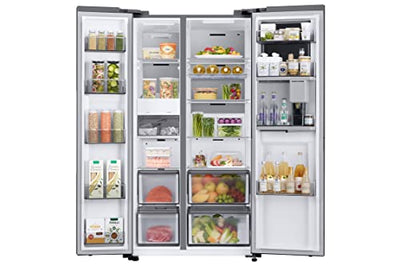 Samsung RH69B8941S9/EG Side-by-Side Kühlschrank, 178 cm, 645 ℓ, Beverage Center, Dual Ice Maker, Metal Cooling, Twin Cooling+, No Frost+, Frischwasseranschluss, Edelstahl Look