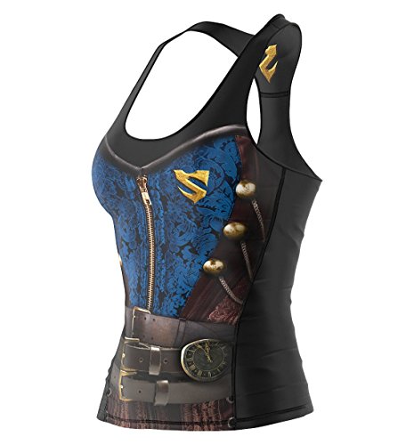 SMMASH Steampunk Damen Compression Sport Tank Top, Funktionsshirt für Crossfit, Fitness, Laufen, Fit Cut Sporttop Damen Atmungsaktiv und Leicht, Tanktops Frauen, Hergestellt in der EU (S)