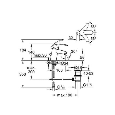 Waschbecken - Waschtisch - 60cm Ideal Standard mit Lotus Beschichtung - Grohe Armatur Komplettset - Siphon - Silikon!