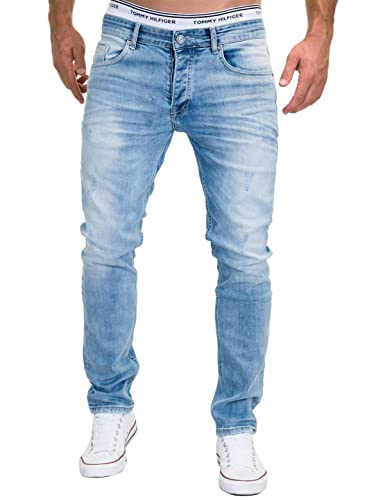 MERISH Jeans Herren Slim Fit Jeanshose Stretch Designer Hose Denim 9148-2100 (33-32, 9148 Hellblau)