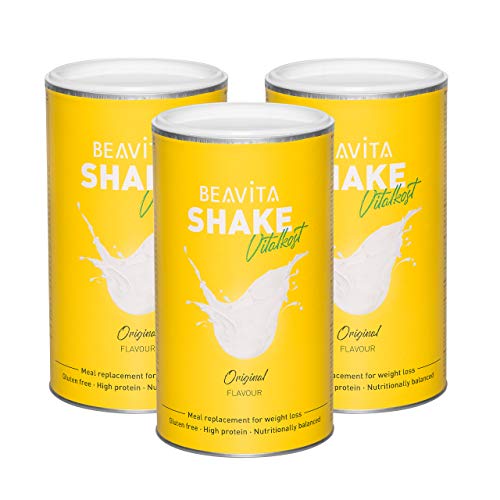 BEAVITA Vitalkost Diät-Shake Vanille Original (3x500g) - Diät Shakes zum Abnehmen - Nährstoffreicher Mahlzeitersatz mit Eiweiss Protein Pulver - Gewicht reduzieren mit eiweißreichen Abnehm Shakes