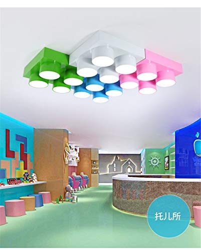 Persönlichkeit Kreative LEGO Ziegel LED Acryl Schlafzimmer Dekorieren Deckenleuchten, Perfekte Familie Kinder Weihnachtsgeschenke, Grün-80 * 40 * 9 cm