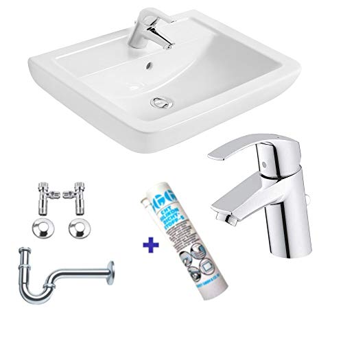 Waschbecken - Waschtisch - 60cm Ideal Standard mit Lotus Beschichtung - Grohe Armatur Komplettset - Siphon - Silikon!