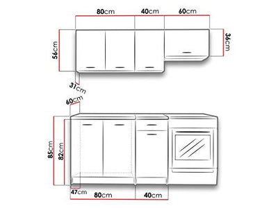 Küche Mela 180/120 cm, Küchenblock/Küchenzeile, 5 Schrank-Module frei kombinierbar (Sonoma Eiche/Petra Beige)