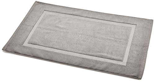 Amazon Basics Badvorleger mit rechteckiger Bordüre, Grau, 100% Baumwolle (1.200 g/m²), 50.8 x 78.7 cm