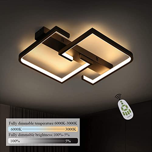 CBJKTX Deckenlampe LED 35W Schwarze Wohnzimmerlampe dimmbar mit Fernbedienung Modern Design Schlafzimmerlampe Esstischlampe Bürolampe Flurlampe