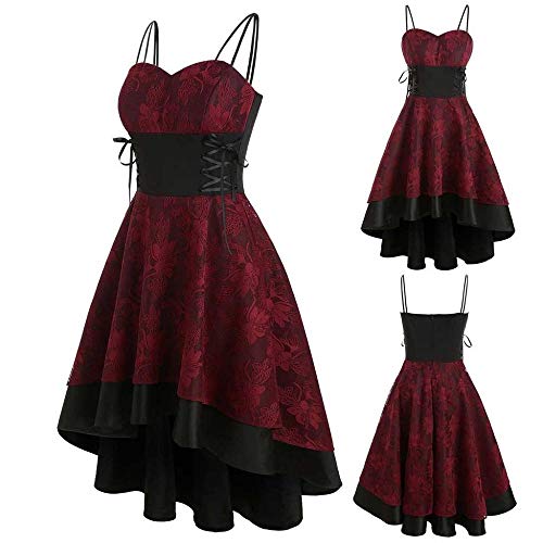 YEBIRAL Damen 1950er Vintage Retro Rockabilly Kleider Elegant Spitzenkleid Hochzeit Ärmellos Cocktail Abendkleider