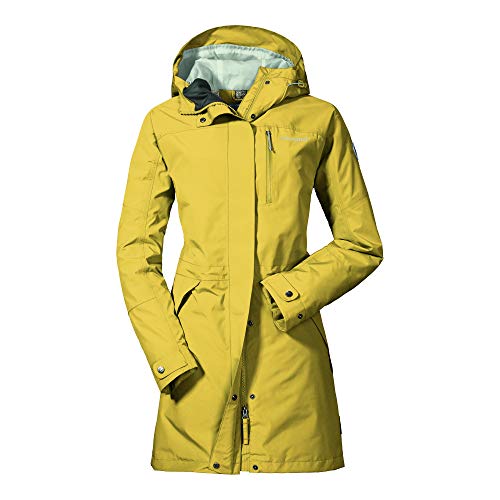 Schöffel Damen Parka Malmö1, wasserdichte Regenjacke für Frauen mit praktischen Taschen, modische und leichte Damen Jacke für Frühling und Sommer