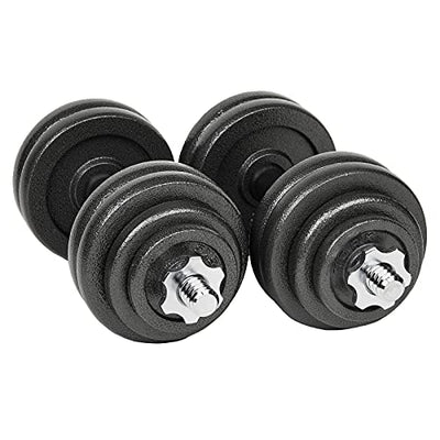 #DoYourFitness professionelles Dumbbell-Set Gusseisen Kurzhantel Hanteln Stangen gerändelt mit Sternverschlüssen 2er Set 30kg, inkl. Koffer