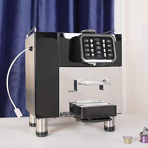 Mcilpoog Kaffeevollautomat, Kapselkaffeemaschine, kommerzielle Kaffeemaschine, mit Milchaufschäumer, unterstützt 8 Arten von Getränken wie Cappuccino, Latte usw., Edelstahlmaterial