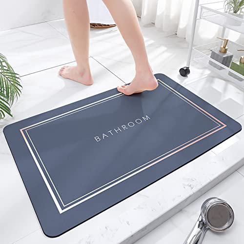 Super saugfähige Bodenmatte, schnell trocknende Badezimmermatten, saugfähige Badematten für Zuhause, rutschfeste Gummiböden, leicht zu reinigen, einfache Badezimmer-Fußmatte (Blau, 40*60 cm)