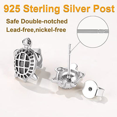 SILVERCUTE Schildkröte Ohrringe Schmuck Damen Silber 925 Tier Ohrstecker Ohr Piercing für Mädchen Stud Earrings Accessoire für Weinhnachten Valentinestag Geburtstag