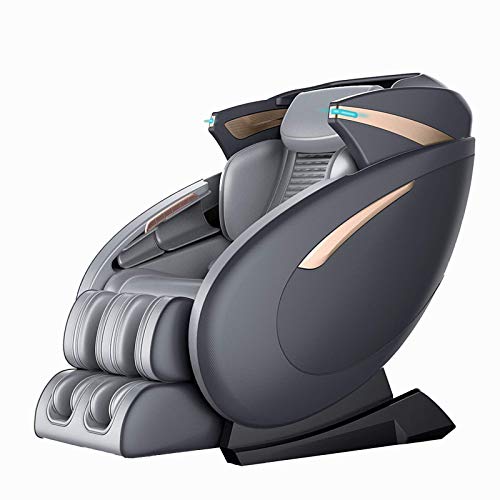 Lzour 3D SL-Tratk Massagestuhl, Ganzkörper Zero Gravity Shiatsu-Recliner mit Body Scan Fucntion, Bluetooth und Atemlicht,Grau