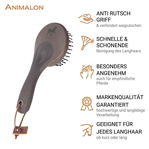 Animalon Mähnen- & Schweifbürste fürs Pferd | Mähnen- und Schweifkamm für Pferde | Mähnenbürste zum Kämmen vom Pferdehaar | Pferdepflege Zubehör (Braun)