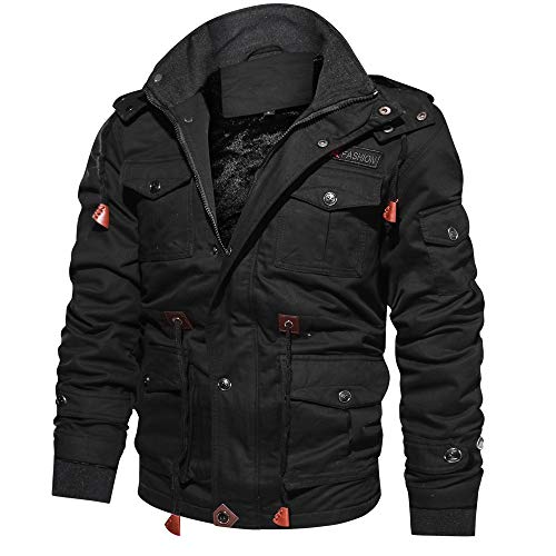 Bomberjacke Herren Retro Jeans-Baumwoll-Bikerjacke Dicker Warme Motorradjacke Langarm-Fellfutter Mit 4 Taschen Hood Mantel Windjacke Dicke Warme Jacke Jacket Übergangsjacke Funktionsjacke Winterjacke