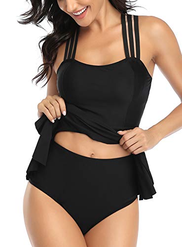 Misolin Damen Tankini 2 Stück Bademode Push Up mit hoher Taille