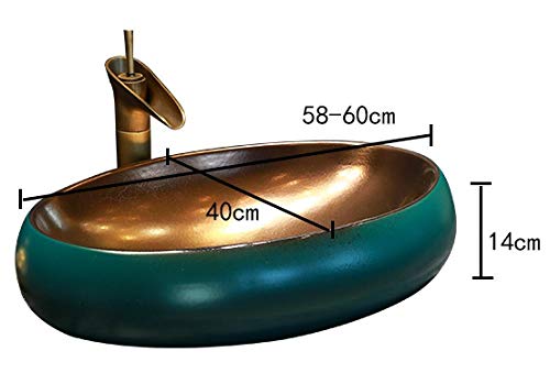 Aufsatzbecken im goldenen Stil, kunstkeramisches Waschbecken, Aufsatzwaschbecken, Waschtischmalerei, Badezimmer-Set