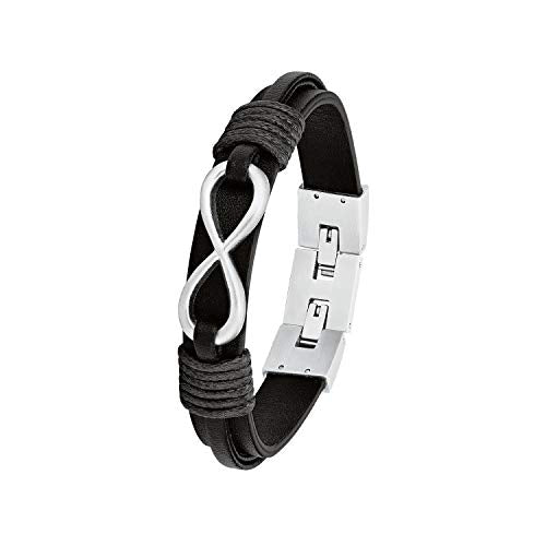 s.Oliver Armband Edelstahl Herren Armschmuck, 20,5+1,5 cm, Schwarz, Infinity, Kommt in Schmuck Geschenk Box, 2026136