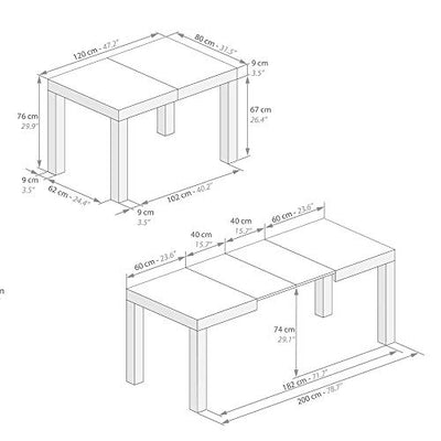 MOBILI FIVER, Ausziehbarer Esstisch First, 120x80 cm, rustikale Eiche, Laminiert, Made in Italy