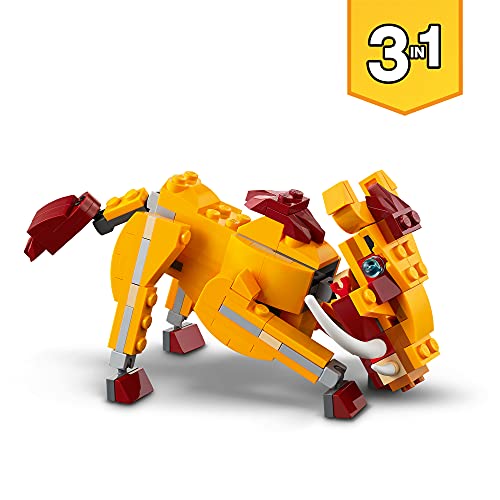 LEGO 31112 Creator 3-in-1 Wilder Löwe Set mit Vogel, Strauß und Warzenschwein Tierfiguren, Lernspielzeug, Konstruktionsspielzeug für Kinder ab 7 Jahre