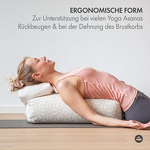 Bodhi Yoga Bolster SALAMBA Paisley | Maharaja Collection | Rechteckig | Waschbarer Bezug aus Baumwolle | Yogarolle mit Dinkelfüllung | Yoga Zubehör für Restorative Yoga und Yin Yoga | Petrol