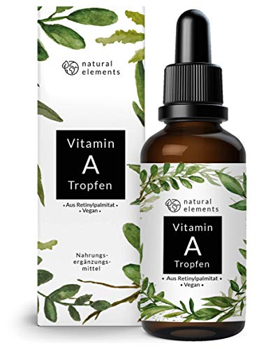 Vitamin A Tropfen hochdosiert - 50ml (1700 Tropfen) - Echtes Vitamin A Ester (Retinylpalmitat) in MCT-Öl - Ohne Zusätze, laborgeprüft, vegan