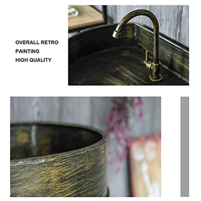 Modern Industrial Style Pedestal Waschbecken Eisen Barrel Pedestal Bathroom Sink Vessel Waschbecken Rund für Indoor und Outdoor Small Apartment A 56x42x90cm (E 56x42x90cm)