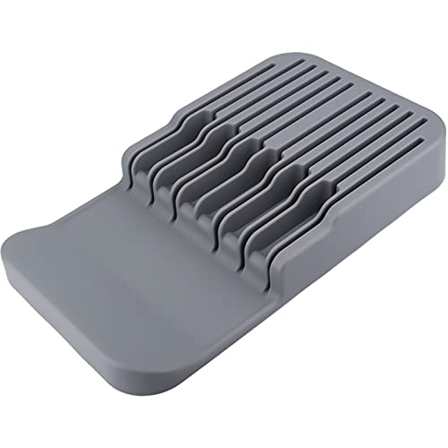 MAISITOO Horizontaler Messerblock,Messer-Organizer,In-Drawer Knife Block Küchenmesser Drawer Organizer, LxB:37 x 21cm,Messeraufbewahrung, Messerblock mit Schlitzen, Platz für 12 Messer (grau)