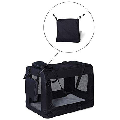 lionto Hundetransportbox Hundetasche Hundebox Faltbare Kleintiertasche Größe L Farbe Schwarz