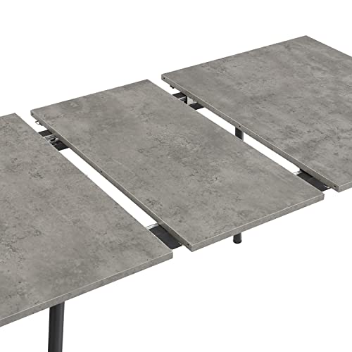 B&D home Esstisch ausziehbar, ausziehbarer Küchentisch für 4-6 Personen, Holztisch, Metallgestell Grau, für Esszimmer, Küche, Skandinavische Design, 120-160x80 cm, Beton Optik