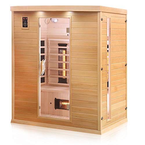 Dewello Infrarotkabine Pierson 160x105 DUAL-Therm für 2-3 Personen aus Hemlock Holz mit Vollspektrumstrahler