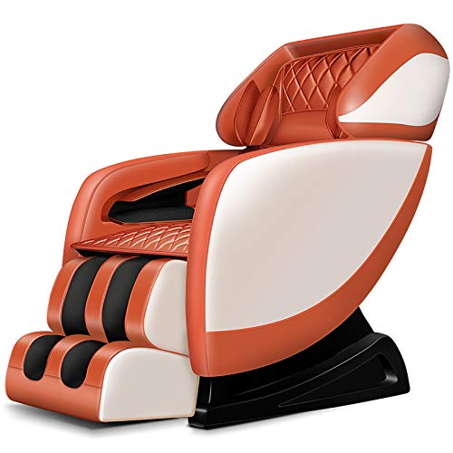 Lzour SL-Track-3D-Massagestuhl, Luxus-Zero-GravityMassage-Stuhl-Liegewinner mit Shiatsu, Knetenmassage, Ganzkörper-Airbag, Rückenwärme, Fußwalze,Orange