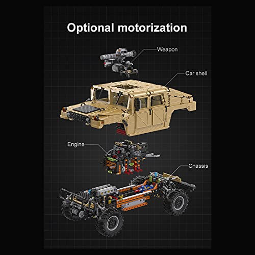 Heid Technik Off-Roader Bauset für Humvee H1, CADA Master C61036w Technik Hummer Geländefahrzeug 4x4 Modellbausatz mit 5 Motoren, 3935 Klemmbausteine Kompatibel mit Lego Technic