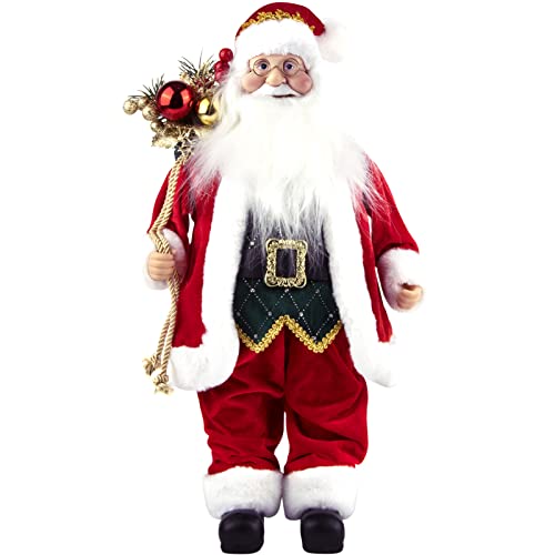 ABXMAS Weihnachtsmann Figur für Weihnachtsdeko Ornament, Santa Claus Puppe für Fenster Tisch Display Tisch 50cm, Weihnachtsmannpuppe Spielzeug Geschenk Kinder Mädchen Erwachsene