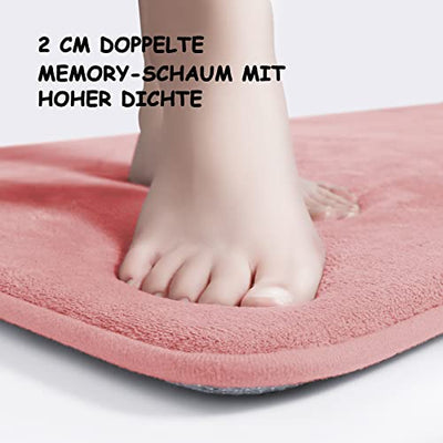 CHAKME 2 Teilig Ultra Dick Badematte Memoryschaum rutschfest, Luxus Badezimmerteppich Badematten Badvorleger Set 2 Teilig, Duschvorleger Badteppich Set, Badezimmergarnitur 40×60 cm + 50×80 cm, Rosa