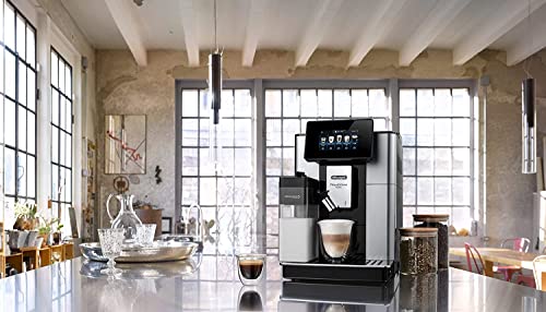 De'Longhi PrimaDonna Soul Perfetto ECAM 612.55.SB Kaffeevollautomat mit LatteCrema Milchsystem und Bean Adapt Technologie, 18 Rezepte, mit Farbdisplay- App-Steuerung, Silber/Schwarz