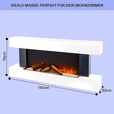 Klarstein Elektrokamin, Elektro Heizungen für Wohnzimmer & Innenräume, Elektrischer Kamin mit LED Flammen, Kamin mit Fernbedienung, Elekrokamin, App-Funktion Temperaturregelung, Heizung 2000 W