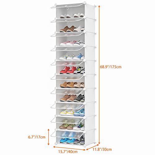 HOMIDEC Schuhregal, 10 Ebenen Schuhschrank Kunststoff-Schuhregale Organizer für Schrank Flur Schlafzimmer Eingang, Weiß