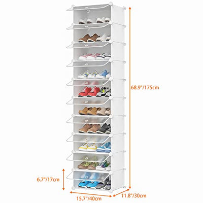 HOMIDEC Schuhregal, 10 Ebenen Schuhschrank Kunststoff-Schuhregale Organizer für Schrank Flur Schlafzimmer Eingang, Weiß