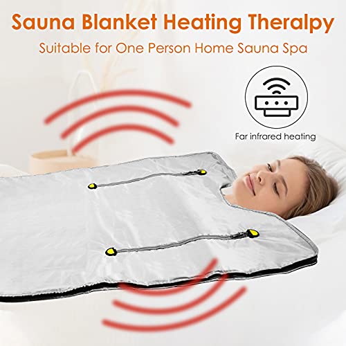 S SMAUTOP Sauna Decke 2 Zone Digital Ferninfrarot (FIR) Oxford Sauna Schlankheits-Decke Gewichtsverlust Körperformer Professionel Detox Therapie Gegen Alterung Schönheits Maschine (Silber)