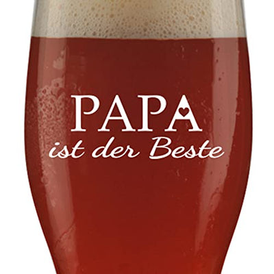 Weizenglas Papa ist der Beste - Bierglas 0,5l mit Laser-Gravur - Geschenk zum Vatertag, Geburtstag, Weihnachten, Motiv Papa ist der Beste