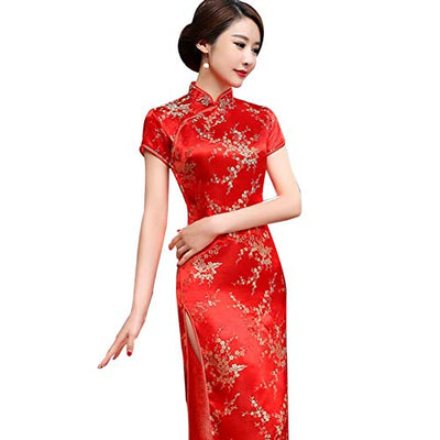 Kalaokei Cheongsam-Kleid, traditionelles Pflaumenblüten-Damenkleid, lang, chinesisch, Cheongsam, Brautjungfer-Abendkleid